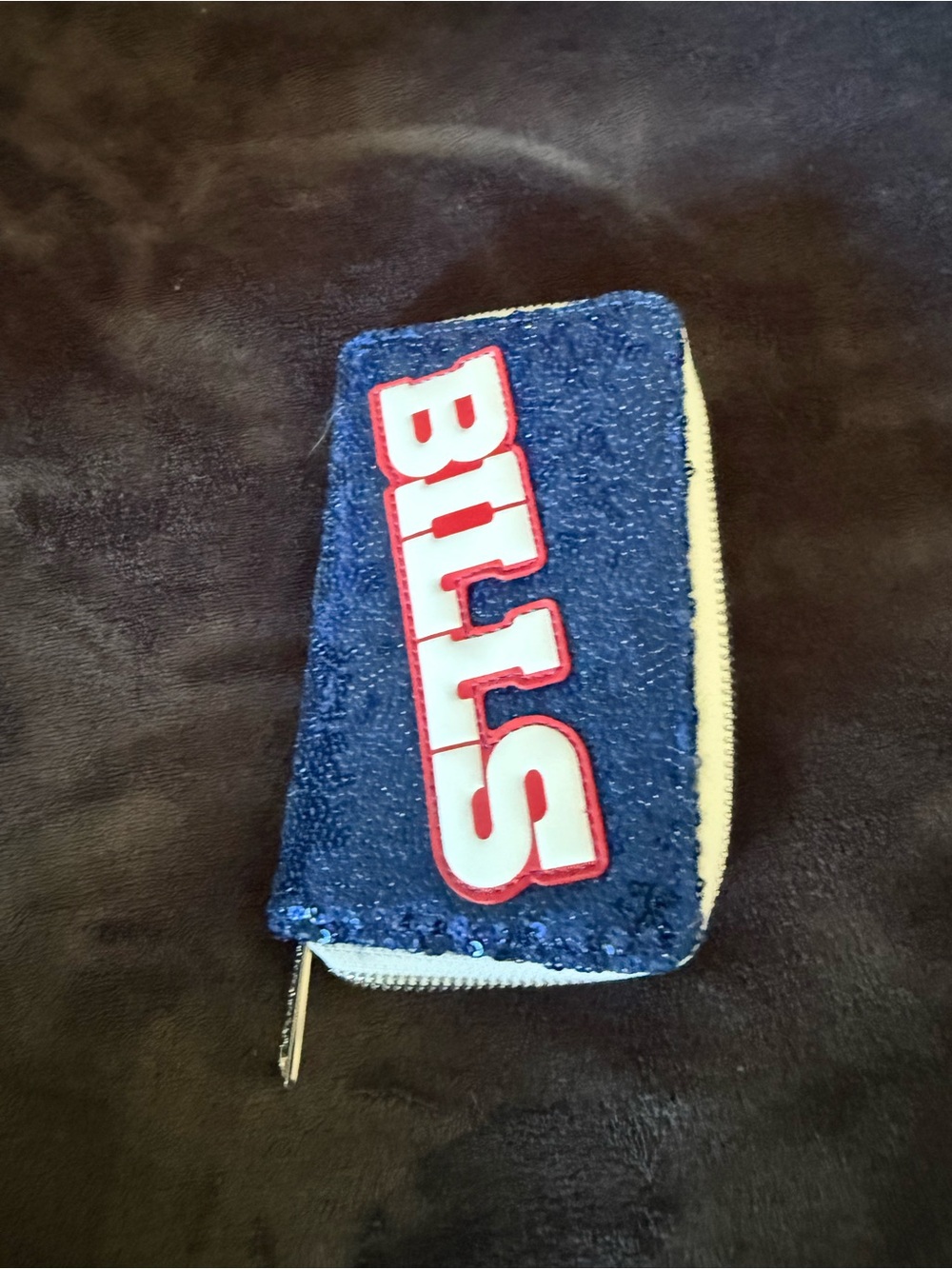 Blue Sequin 'Bills' Zip Wristlet Clutch